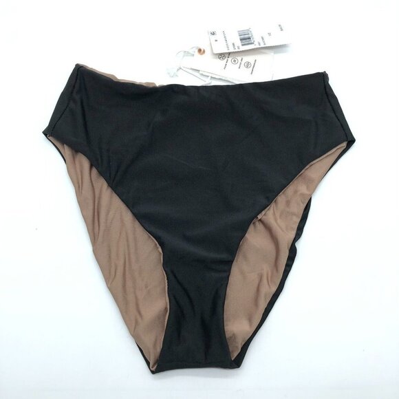 Good American Bikini New Shine Good Waist Bottom Reversible Black Brown 0 US XS - Picture 1 of 3